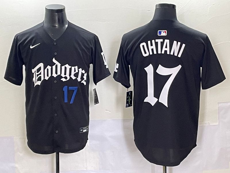 Men 2025 Los Angeles Dodgers #17 Ohtani Black Seventh generation Joint Name Nike MLB Jersey style 6